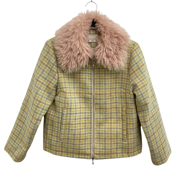 Urban Outfitters Kimchi Blue Mikey Faux Fur Trim Checked Jacket - Picture 3 of 10
